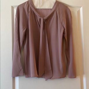 Mauve Silk top with tie at neck. Drew